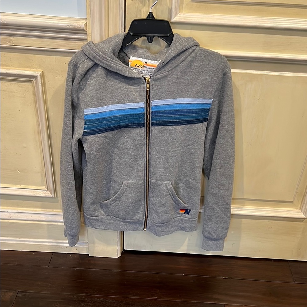 Gray and Blue Women’s Aviator Nation Hoodie